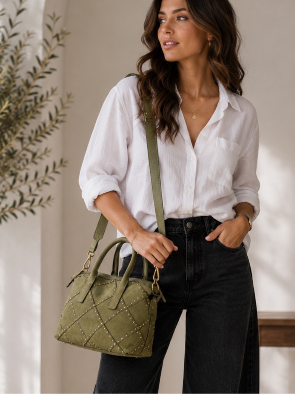MADE IN ITALY LEATHER Quilted Satchel Handbag - Women Bags